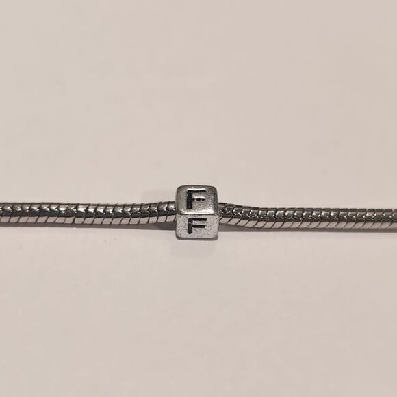 Silver F Spacer‎ Charm for Pandora Style Bracelet - Picture 1 of 5